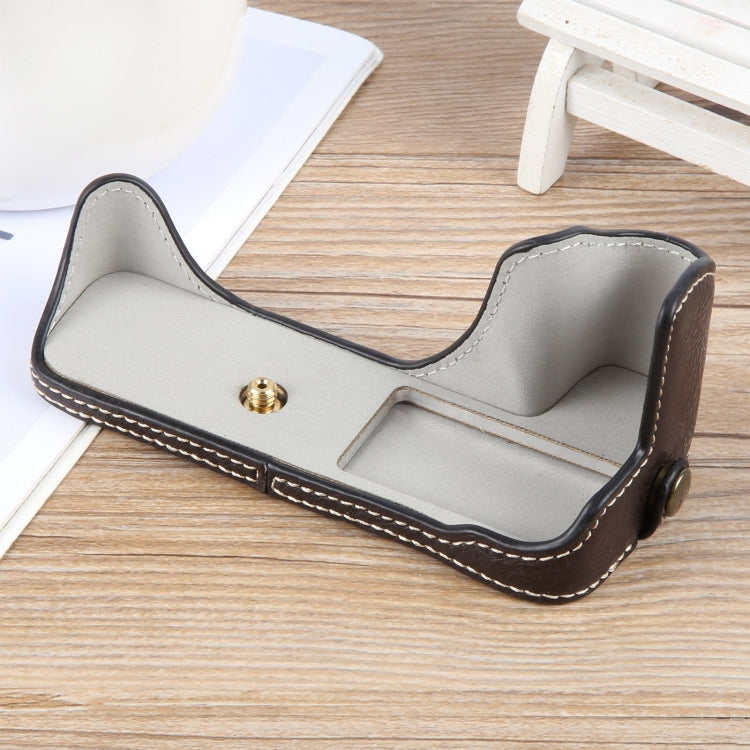 For Canon EOS 200D II / 200D Buffalo Texture PU Leather Camera Half Case Base(Dark Coffee) - Half Case by PMC TechLife | Online Shopping South Africa | PMC TechLife | Buy Now Pay Later Mobicred