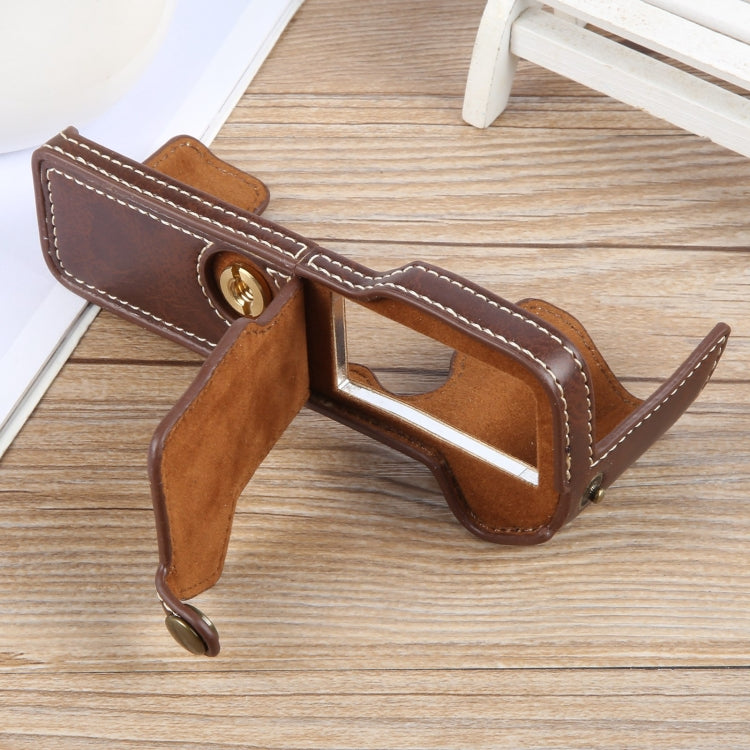 For FUJIFILM X-T5 Glossy PU Leather Camera Half Case Base(Coffee) - Half Case by PMC TechLife | Online Shopping South Africa | PMC TechLife | Buy Now Pay Later Mobicred