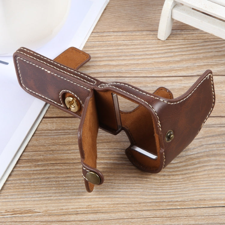 For Sony ILCE-7CM2 / Alpha 7C II Glossy PU Leather Camera Half Case Base(Coffee) - Half Case by PMC TechLife | Online Shopping South Africa | PMC TechLife | Buy Now Pay Later Mobicred