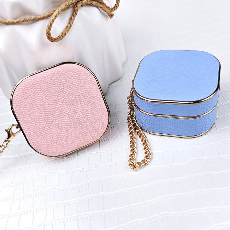 For Samsung Galaxy Buds2 / 2 Pro / Pro Litchi Texture Earbuds Box Leather Protective Case with Metal Bracelet(Blue) - Samsung Earphone Case by PMC Jewellery | Online Shopping South Africa | PMC Jewellery | Buy Now Pay Later Mobicred