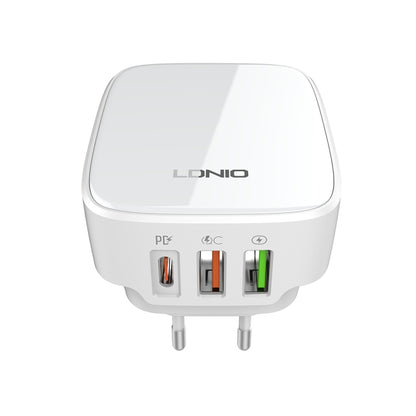 LDNIO Q334 32W Type-C + Dual USB Port Charger with 1m Micro USB Data Cable, Plug Type:EU Plug(White) - USB Charger by LDNIO | Online Shopping South Africa | PMC Jewellery | Buy Now Pay Later Mobicred