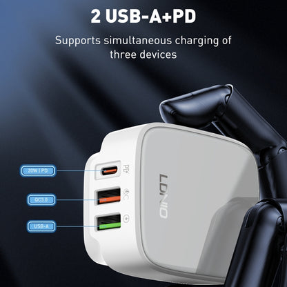 LDNIO Q334 32W Type-C + Dual USB Port Charger with 1m 8 Pin Data Cable, Plug Type:EU Plug(Black) - USB Charger by LDNIO | Online Shopping South Africa | PMC Jewellery | Buy Now Pay Later Mobicred