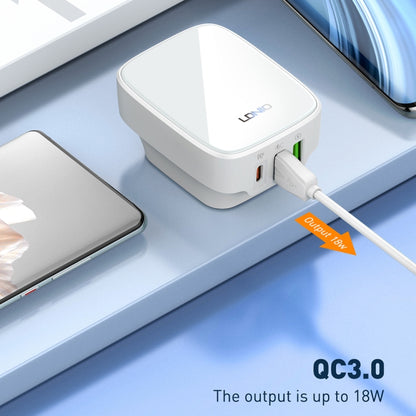 LDNIO Q334 32W Type-C + Dual USB Port Charger with 1m USB-C / Type-C Data Cable, Plug Type:UK Plug(White) - USB Charger by LDNIO | Online Shopping South Africa | PMC Jewellery | Buy Now Pay Later Mobicred