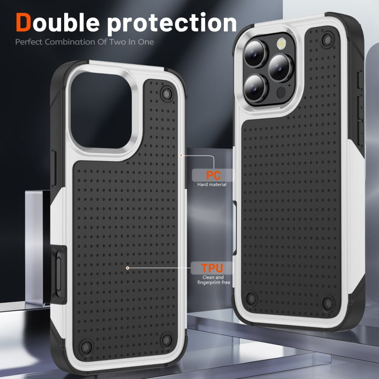 For iPhone 16 Pro Max PC + TPU Shockproof Protective Phone Case(White+Black) - free shipping - PMC Jewellery - Order now!
