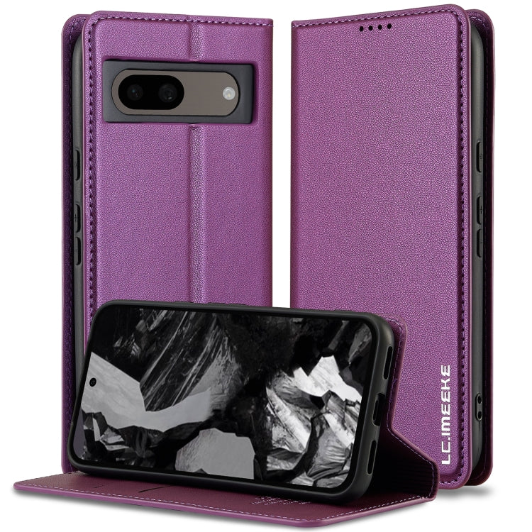 For Google Pixel 8 LC.IMEEKE L1 Series Frosted Fine Texture PU Phone Case(Purple) - Google Cases by LC.IMEEKE | Online Shopping South Africa | PMC Jewellery | Buy Now Pay Later Mobicred