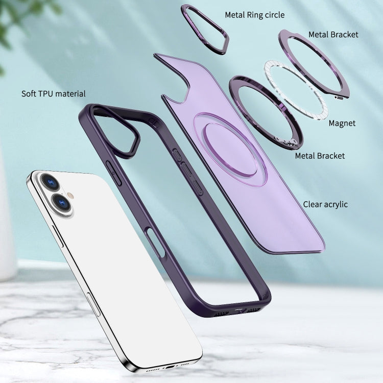 For iPhone 16 Plus Wing Series MagSafe Magnetic Ring Holder Phone Case(Dark Purple) - iPhone 16 Plus Cases by PMC Jewellery | Online Shopping South Africa | PMC Jewellery | Buy Now Pay Later Mobicred