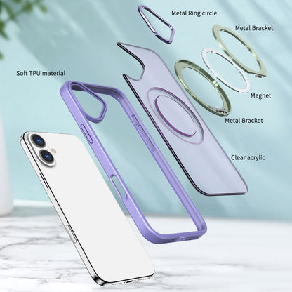 For iPhone 16 Wing Series MagSafe Magnetic Ring Holder Phone Case(Light Purple) - iPhone 16 Cases by PMC Jewellery | Online Shopping South Africa | PMC Jewellery | Buy Now Pay Later Mobicred