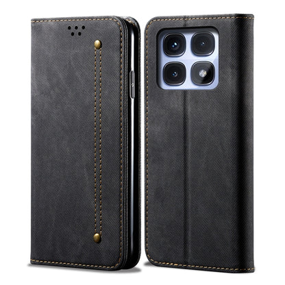 For Redmi K70 Ultra 5G Denim Texture Casual Style Horizontal Flip Leather Case(Black) - Xiaomi Cases by PMC Jewellery | Online Shopping South Africa | PMC Jewellery | Buy Now Pay Later Mobicred