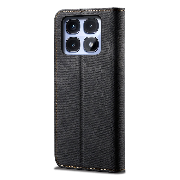 For Redmi K70 Ultra 5G Denim Texture Casual Style Horizontal Flip Leather Case(Black) - Xiaomi Cases by PMC Jewellery | Online Shopping South Africa | PMC Jewellery | Buy Now Pay Later Mobicred