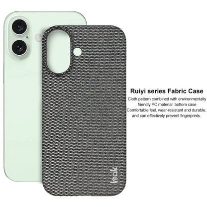 For iPhone 16 imak Ruiyi Series Cloth Texture PU + PC Phone Case(Dark Grey) - iPhone 16 Cases by imak | Online Shopping South Africa | PMC Jewellery | Buy Now Pay Later Mobicred