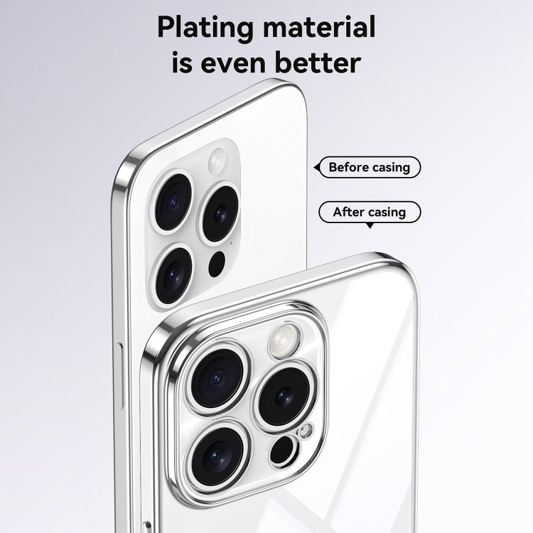 For iPhone 16 Plus SULADA  Electroplated Clear TPU Soft Frame Phone Case with Wrist Strap(Silver) - iPhone 16 Plus Cases by SULADA | Online Shopping South Africa | PMC Jewellery | Buy Now Pay Later Mobicred