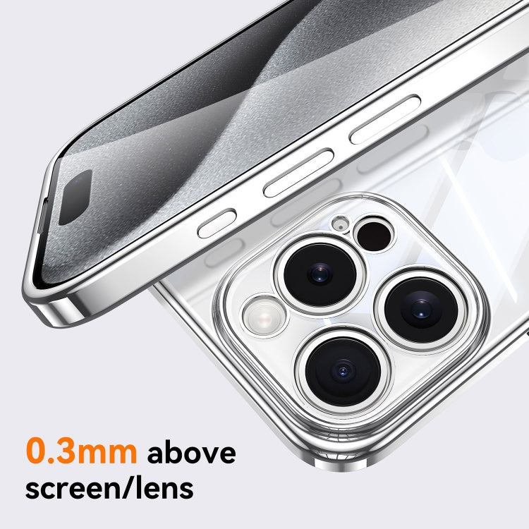 For iPhone 16 Pro SULADA  Electroplated Clear TPU Soft Frame Phone Case with Wrist Strap(Purple) - free shipping - PMC Jewellery - Order now!