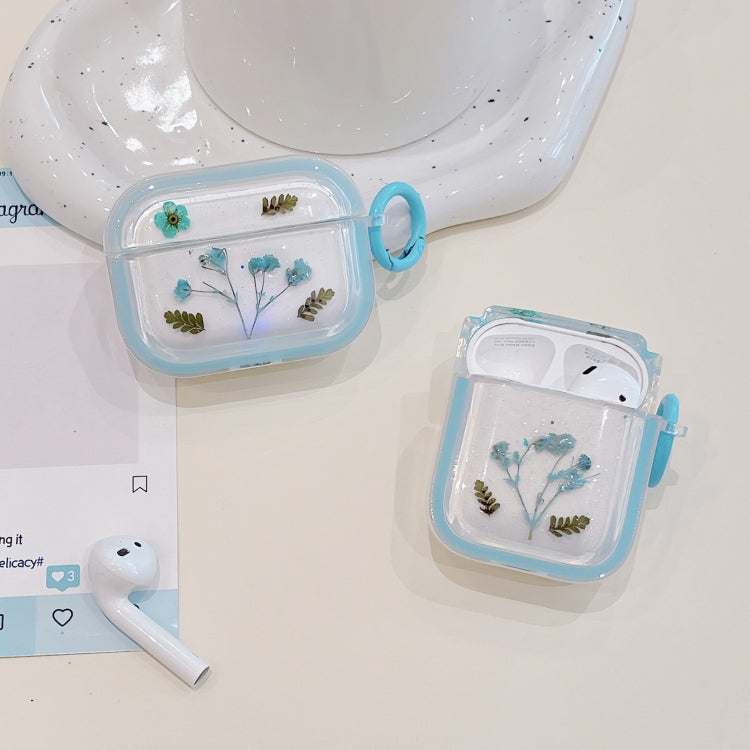 For AirPods Pro Glitter Starry Epoxy Dried Flowers Earbuds Box TPU Case(Green) - For AirPods Pro by PMC Jewellery | Online Shopping South Africa | PMC Jewellery | Buy Now Pay Later Mobicred