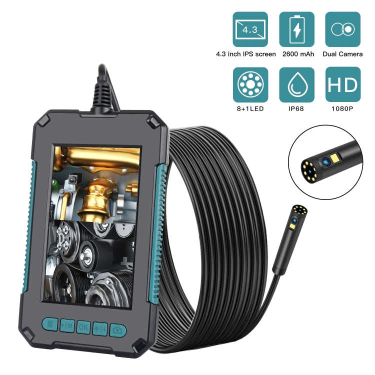 P40 8mm 1080P IP68 Waterproof 4.3 inch Highlight Screen Dual Camera Digital Endoscope, Length:5m Hard Cable -  by PMC Jewellery | Online Shopping South Africa | PMC Jewellery | Buy Now Pay Later Mobicred