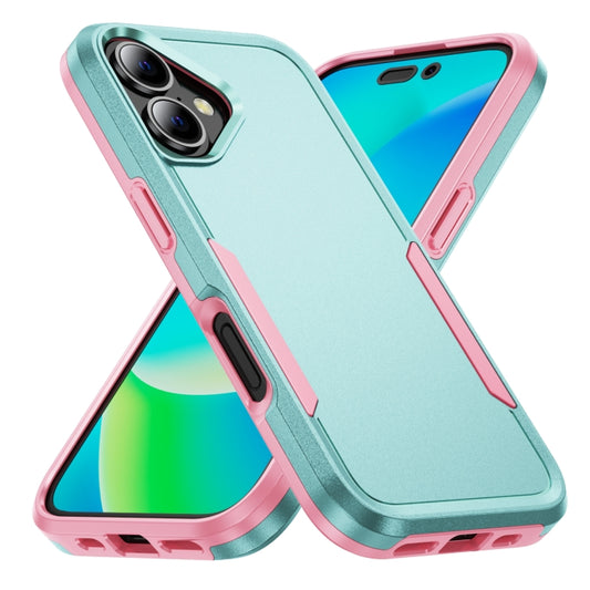 For iPhone 16 Plus Pioneer Armor Heavy Duty PC + TPU Phone Case(Green+Pink) - iPhone 16 Plus Cases by PMC Jewellery | Online Shopping South Africa | PMC Jewellery | Buy Now Pay Later Mobicred