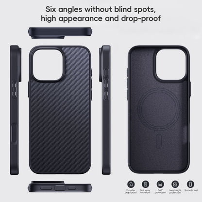 For iPhone 16 Plus Carbon Fiber Kevlar MagSafe Magnetic Phone Case(Black) - iPhone 16 Plus Cases by PMC Jewellery | Online Shopping South Africa | PMC Jewellery | Buy Now Pay Later Mobicred