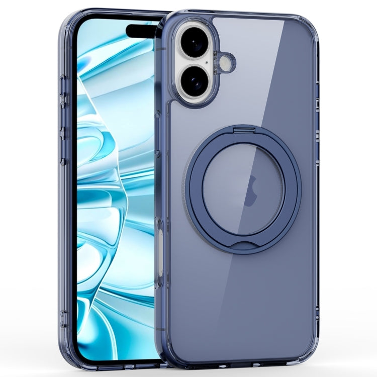 For iPhone 16 Plus Crystal Clear MagSafe Magnetic Holder Phone Case(Transparent Titanium Blue) - iPhone 16 Plus Cases by PMC Jewellery | Online Shopping South Africa | PMC Jewellery | Buy Now Pay Later Mobicred