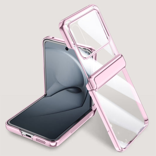 For Huawei nova Flip Integrated Clear Electroplating Spring Hinge Phone Case(Pink) - Huawei Cases by PMC Jewellery | Online Shopping South Africa | PMC Jewellery | Buy Now Pay Later Mobicred