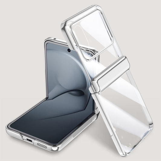 For Huawei nova Flip Integrated Clear Electroplating Spring Hinge Phone Case(Silver) - Huawei Cases by PMC Jewellery | Online Shopping South Africa | PMC Jewellery | Buy Now Pay Later Mobicred