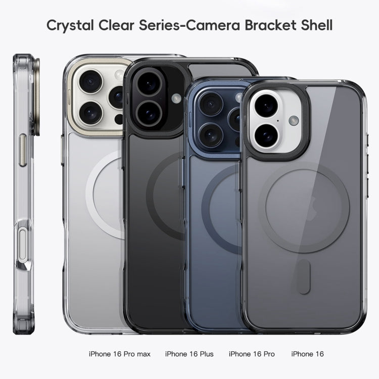 For iPhone 16 Pro Max Mirror Crystal Clear Lens Holder MagSafe Magnetic Phone Case(Transparent Grey) - iPhone 16 Pro Max Cases by PMC Jewellery | Online Shopping South Africa | PMC Jewellery | Buy Now Pay Later Mobicred