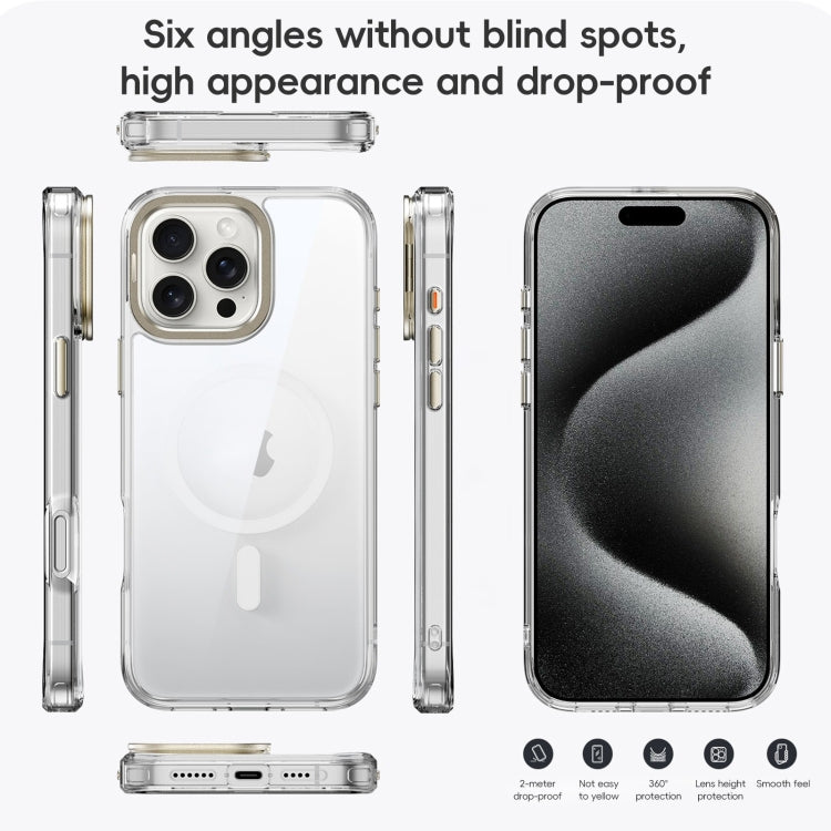 For iPhone 16 Mirror Crystal Clear Lens Holder MagSafe Magnetic Phone Case(Transparent Black) - iPhone 16 Cases by PMC Jewellery | Online Shopping South Africa | PMC Jewellery | Buy Now Pay Later Mobicred