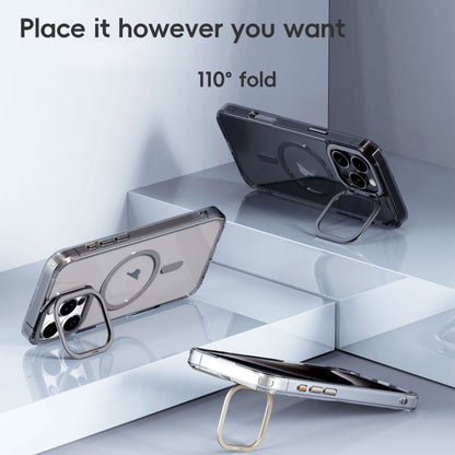 For iPhone 16 Mirror Crystal Clear Lens Holder MagSafe Magnetic Phone Case(Transparent Grey) - iPhone 16 Cases by PMC Jewellery | Online Shopping South Africa | PMC Jewellery | Buy Now Pay Later Mobicred