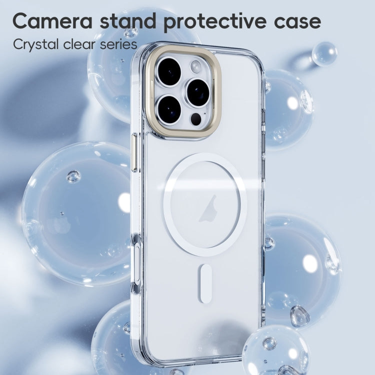 For iPhone 16 Pro Max Frosted Crystal Clear Lens Holder MagSafe Magnetic Phone Case(Transparent Grey) - iPhone 16 Pro Max Cases by PMC Jewellery | Online Shopping South Africa | PMC Jewellery | Buy Now Pay Later Mobicred