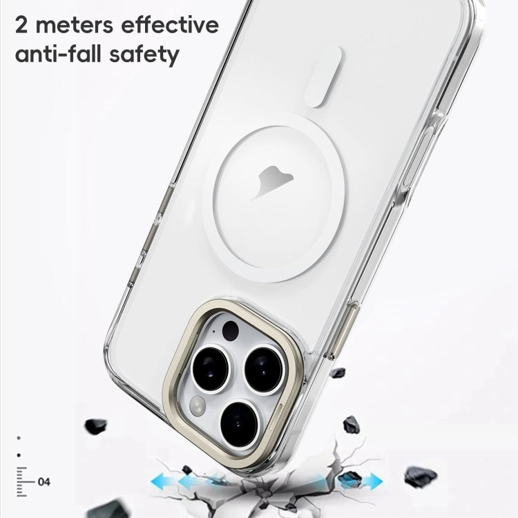 For iPhone 16 Pro Max Frosted Crystal Clear Lens Holder MagSafe Magnetic Phone Case(Transparent Grey) - iPhone 16 Pro Max Cases by PMC Jewellery | Online Shopping South Africa | PMC Jewellery | Buy Now Pay Later Mobicred