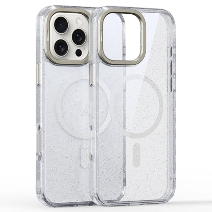 For iPhone 16 Pro Glitter Powder Lens Holder MagSafe Magnetic Phone Case(Transparent) - iPhone 16 Pro Cases by PMC Jewellery | Online Shopping South Africa | PMC Jewellery | Buy Now Pay Later Mobicred