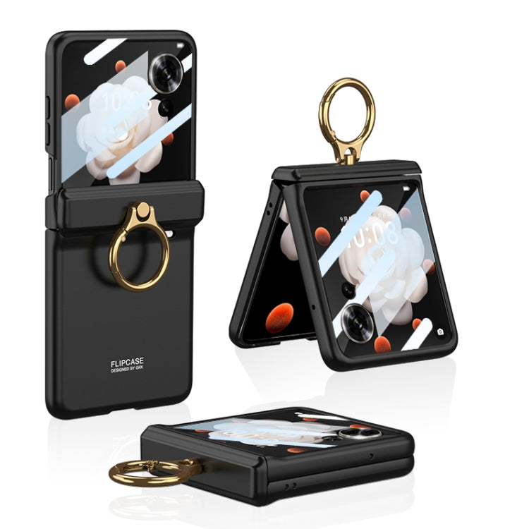 For Honor Magic V Flip GKK Integrated Magnetic Folding Hinge Full Coverage Phone Case with Ring Holder(Black) - free shipping - PMC Jewellery - Order now!