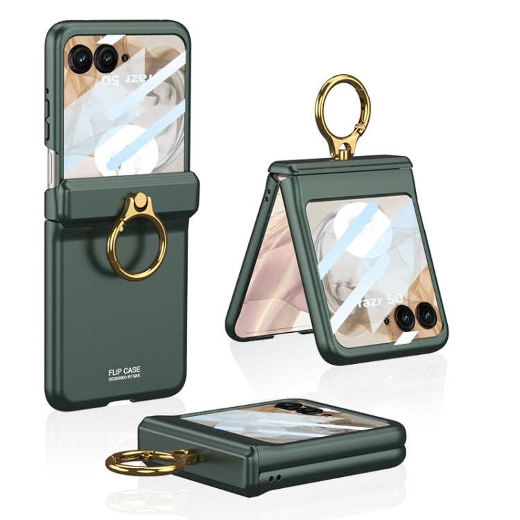 For Motorola Razr 50 GKK Integrated Magnetic Hinged Flip Case with Ring Holder(Green) - free shipping - PMC Jewellery - Order now!