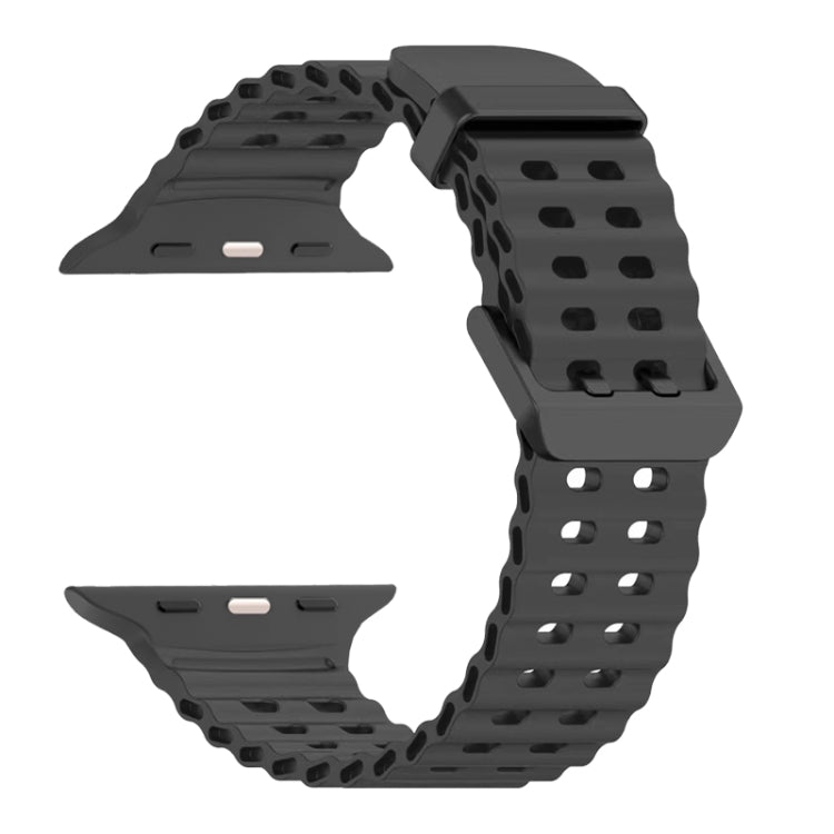 For Apple Watch Series 9 45mm Ocean Dual-Row Hole Silicone Watch Band(Grey) - free shipping - PMc TechLife - Order now!