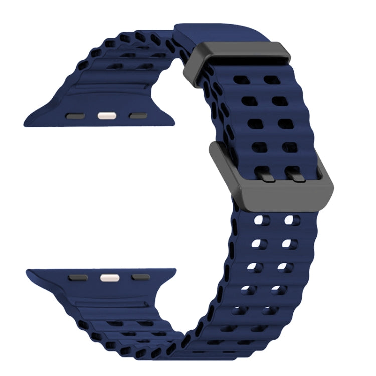 For Apple Watch SE 44mm Ocean Dual-Row Hole Silicone Watch Band(Midnight Blue) - free shipping - PMc TechLife - Order now!
