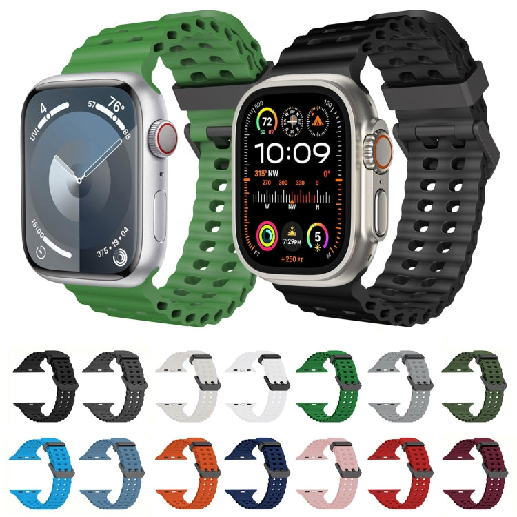 For Apple Watch Series 7 45mm Ocean Dual-Row Hole Silicone Watch Band(Grey) - free shipping - PMc TechLife - Order now!