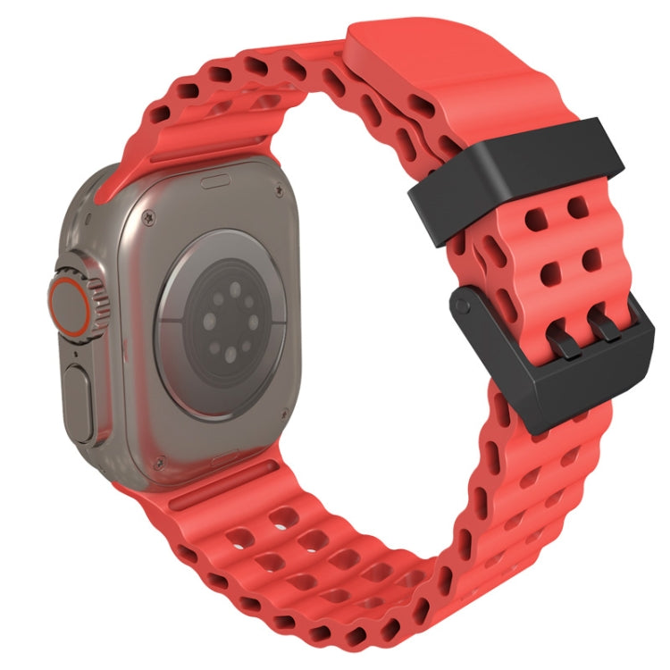 For Apple Watch SE 44mm Ocean Dual-Row Hole Silicone Watch Band(Orange) - free shipping - PMc TechLife - Order now!