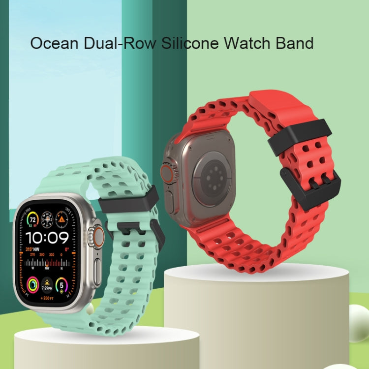 For Apple Watch SE 44mm Ocean Dual-Row Hole Silicone Watch Band(Starlight) - free shipping - PMc TechLife - Order now!