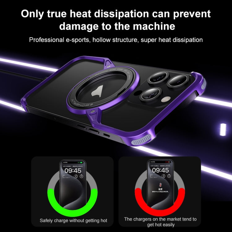 For iPhone 15 Pro Frameless Rotation Holder Magsafe Metal Phone Case(Dark Purple) - iPhone 15 Pro Cases by PMC Jewellery | Online Shopping South Africa | PMC Jewellery | Buy Now Pay Later Mobicred