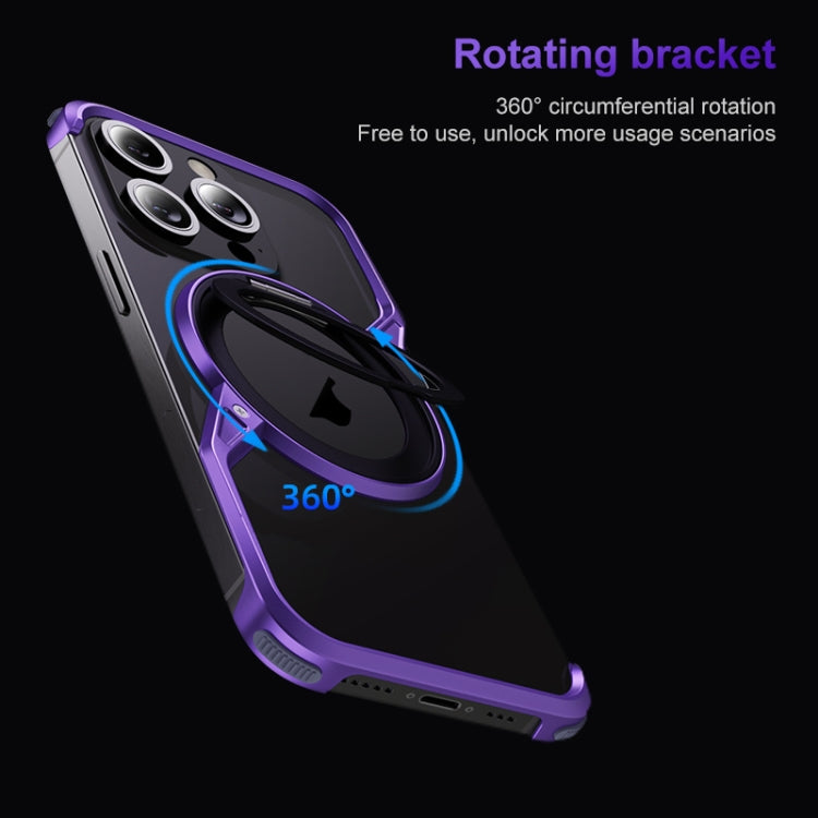 For iPhone 15 Pro Frameless Rotation Holder Magsafe Metal Phone Case(Dark Purple) - iPhone 15 Pro Cases by PMC Jewellery | Online Shopping South Africa | PMC Jewellery | Buy Now Pay Later Mobicred