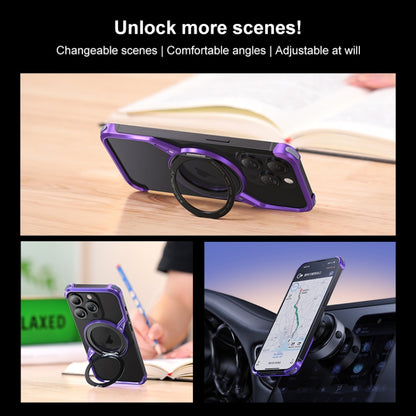 For iPhone 15 Frameless Rotation Holder Magsafe Metal Phone Case(Dark Purple) - iPhone 15 Cases by PMC Jewellery | Online Shopping South Africa | PMC Jewellery | Buy Now Pay Later Mobicred