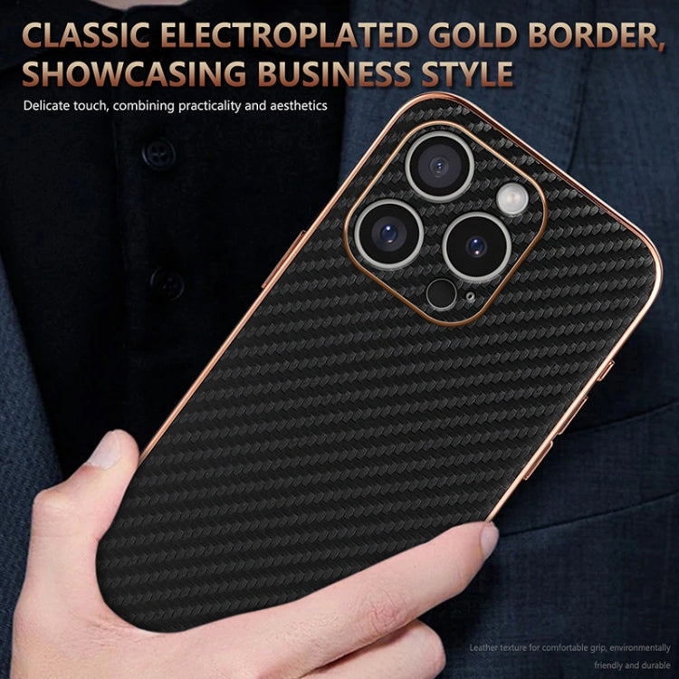 For iPhone 16 Pro Max AZNS Electroplated Edge Carbon Fiber Texture Phone Case(Black) - free shipping - PMC Jewellery - Order now!