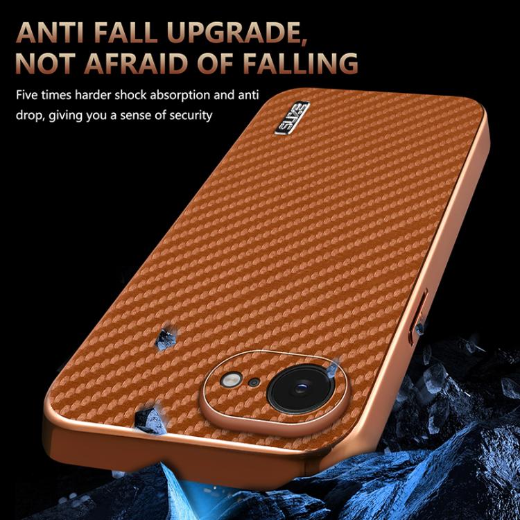 For iPhone 16e AZNS Electroplated Edge Carbon Fiber Texture Phone Case(Green) - free shipping - PMc TechLife - Order now!