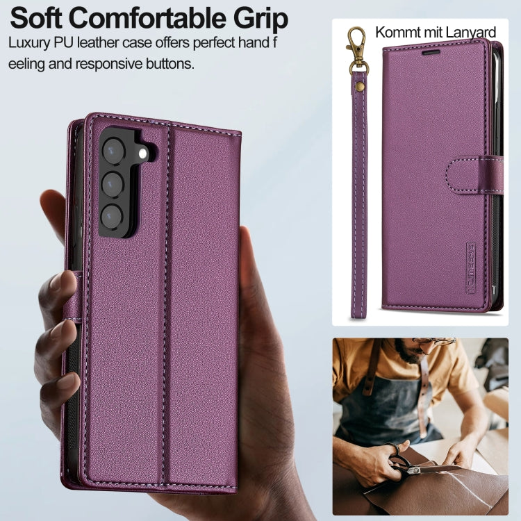 For Samsung Galaxy S22+ 5G LC.IMEEKE L2 Series Detachable Magsafe PU Phone Case with Lanyard(Purple) - Galaxy S22+ 5G Cases by LC.IMEEKE | Online Shopping South Africa | PMC Jewellery | Buy Now Pay Later Mobicred