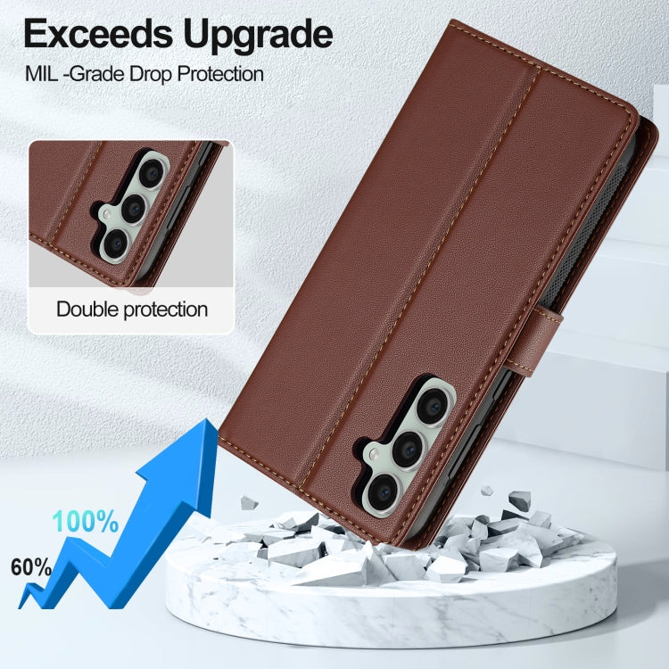 For Samsung Galaxy S24 5G LC.IMEEKE L2 Series Detachable Magsafe PU Phone Case with Lanyard(Brown) - Galaxy S24 5G Cases by LC.IMEEKE | Online Shopping South Africa | PMC Jewellery | Buy Now Pay Later Mobicred