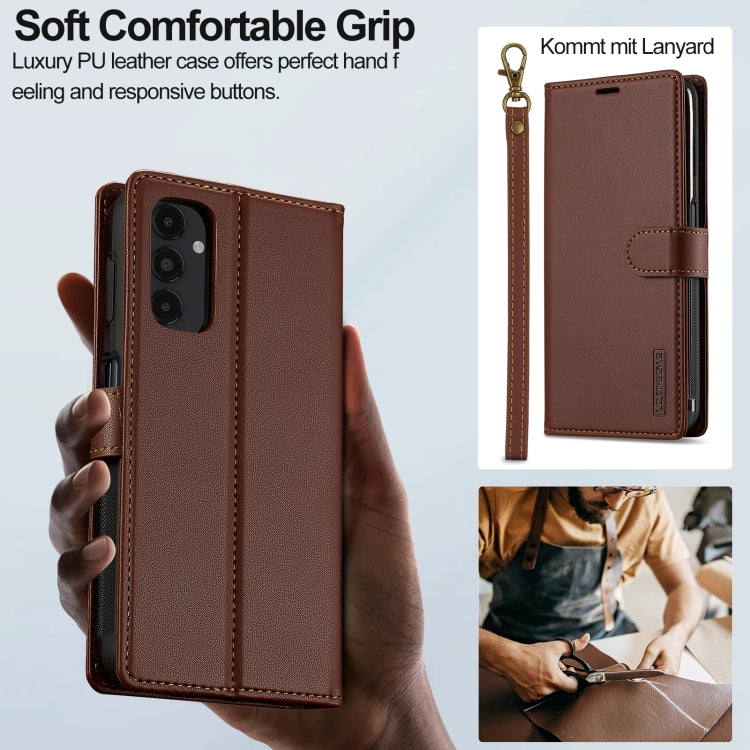 For Samsung Galaxy A14 4G / A14 5G LC.IMEEKE L2 Series Detachable Magsafe PU Phone Case with Lanyard(Brown) - Galaxy Phone Cases by LC.IMEEKE | Online Shopping South Africa | PMC Jewellery | Buy Now Pay Later Mobicred