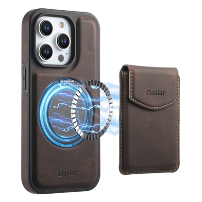 For iPhone 16 Pro Max Denior D20 Skin Feel MagSafe Holder Detachable Card Slot Phone Case(Brown) - iPhone 16 Pro Max Cases by Denior | Online Shopping South Africa | PMC Jewellery | Buy Now Pay Later Mobicred