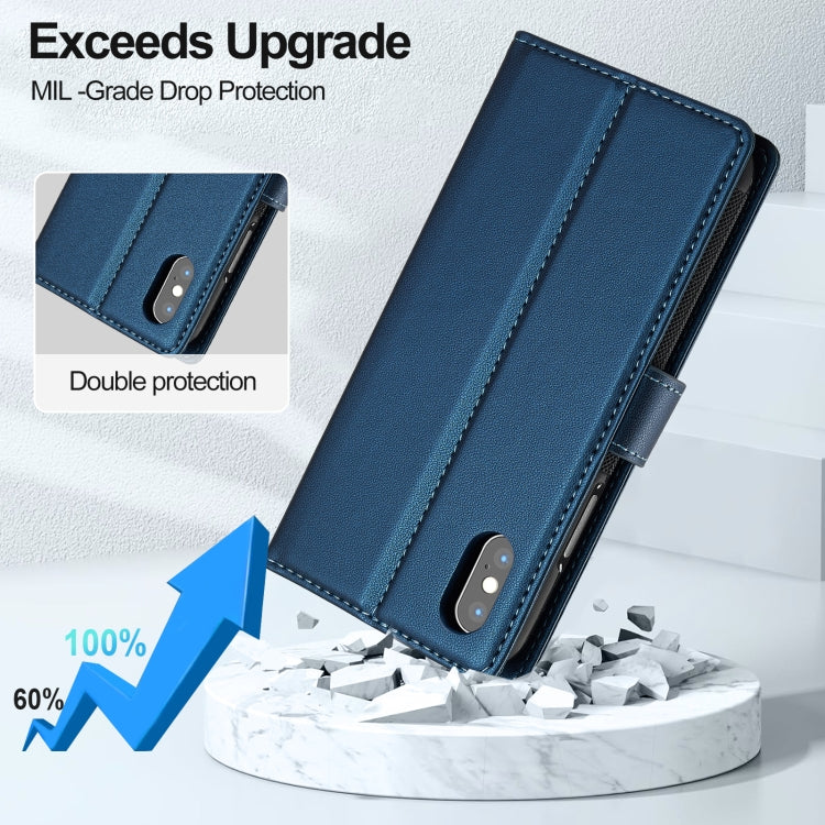 For iPhone X / XS LC.IMEEKE L2 Series Detachable Magsafe PU Phone Case with Lanyard(Blue) - More iPhone Cases by LC.IMEEKE | Online Shopping South Africa | PMC Jewellery | Buy Now Pay Later Mobicred