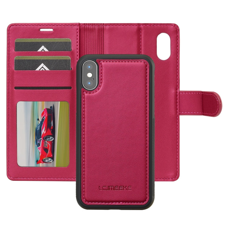 For iPhone X / XS LC.IMEEKE L2 Series Detachable Magsafe PU Phone Case with Lanyard(Red) - More iPhone Cases by LC.IMEEKE | Online Shopping South Africa | PMC Jewellery | Buy Now Pay Later Mobicred