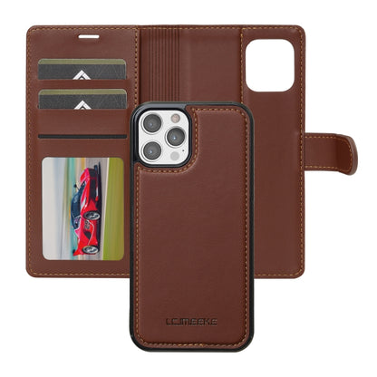 For iPhone 12 Pro Max LC.IMEEKE L2 Series Detachable Magsafe PU Phone Case with Lanyard(Brown) - iPhone 12 Pro Max Cases by LC.IMEEKE | Online Shopping South Africa | PMC Jewellery | Buy Now Pay Later Mobicred