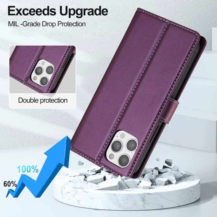 For iPhone 14 Pro Max LC.IMEEKE L2 Series Detachable Magsafe PU Phone Case with Lanyard(Purple) - iPhone 14 Pro Max Cases by LC.IMEEKE | Online Shopping South Africa | PMC Jewellery | Buy Now Pay Later Mobicred