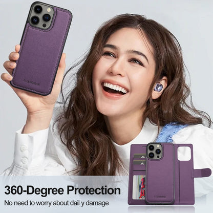 For iPhone 13 Pro Max LC.IMEEKE L2 Series Detachable Magsafe PU Phone Case with Lanyard(Purple) - iPhone 13 Pro Max Cases by LC.IMEEKE | Online Shopping South Africa | PMC Jewellery | Buy Now Pay Later Mobicred